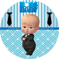 Lofaris Little Suit Baby Round Blue Happy Birthday Backdrop