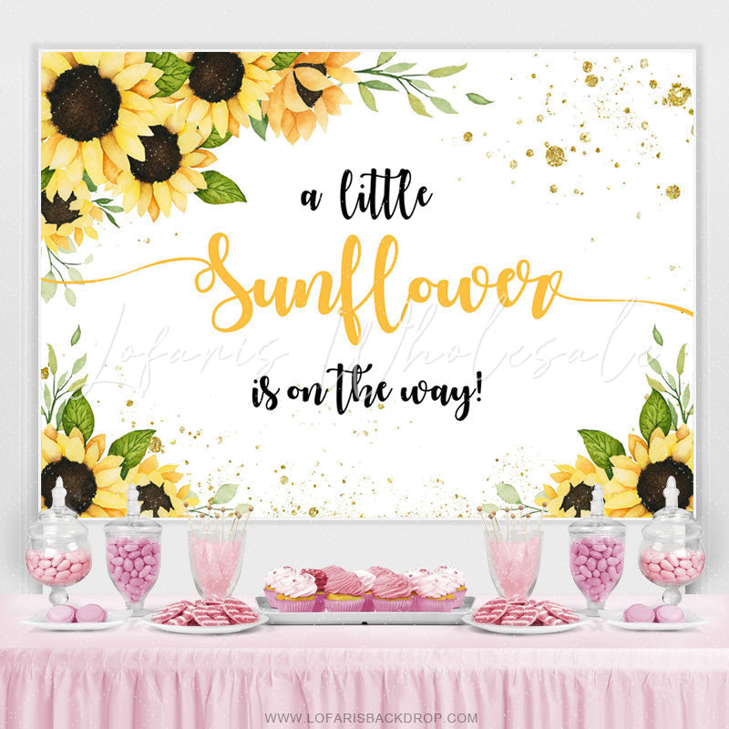 Lofaris Little Sunflower Is On The Way Baby Shower Backdrop