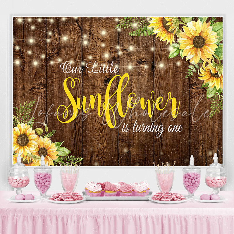 Lofaris Little Sunflower Wooden 1st Happy Birthady Backdrop