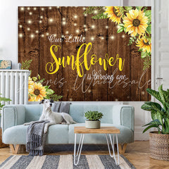 Lofaris Little Sunflower Wooden 1st Happy Birthady Backdrop
