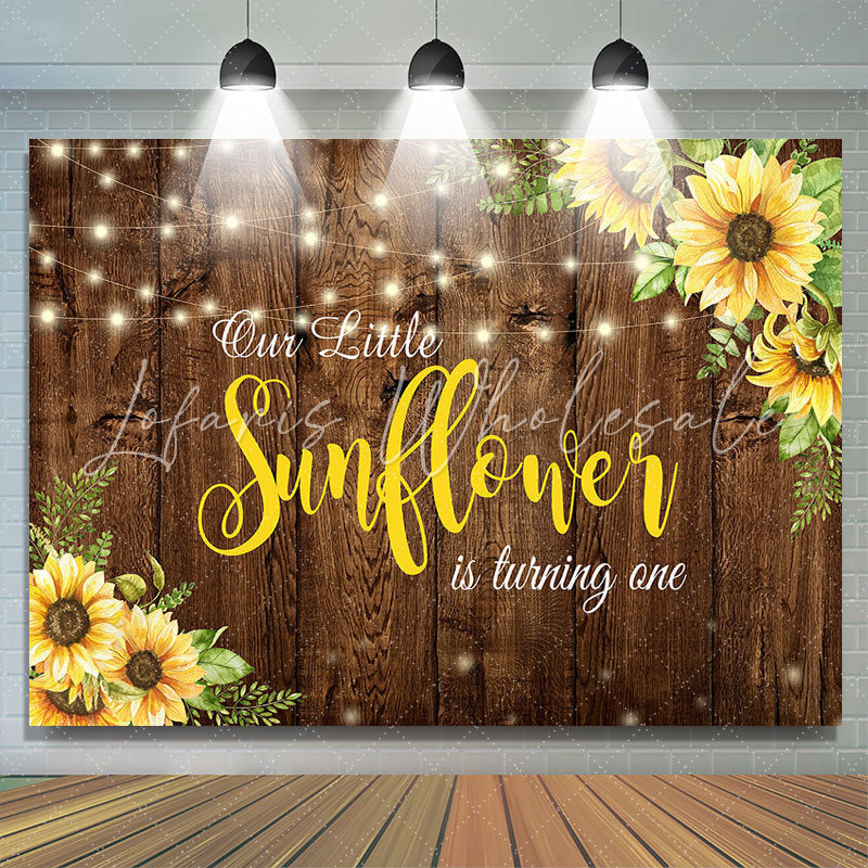 Lofaris Little Sunflower Wooden 1st Happy Birthady Backdrop