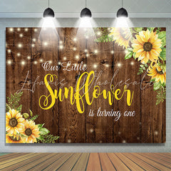 Lofaris Little Sunflower Wooden 1st Happy Birthady Backdrop