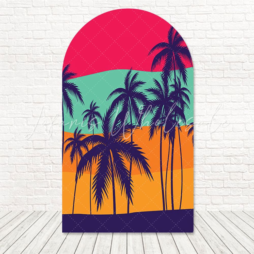 Little Sunset Orange Hue Arch Backdrop For Boho Kids Celebration