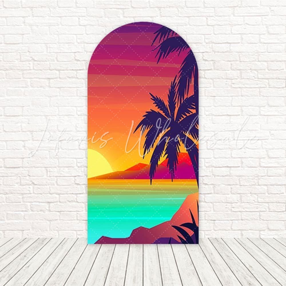 Little Sunset Peach Sky Scene Arch Backdrop For Summer Party Fun