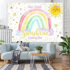 Lofaris Little Sunshine Is Turning One Rainbow Birthday Backdrop