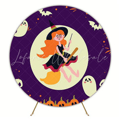 Little Witch and Ghosts Round Backdrop for Halloween