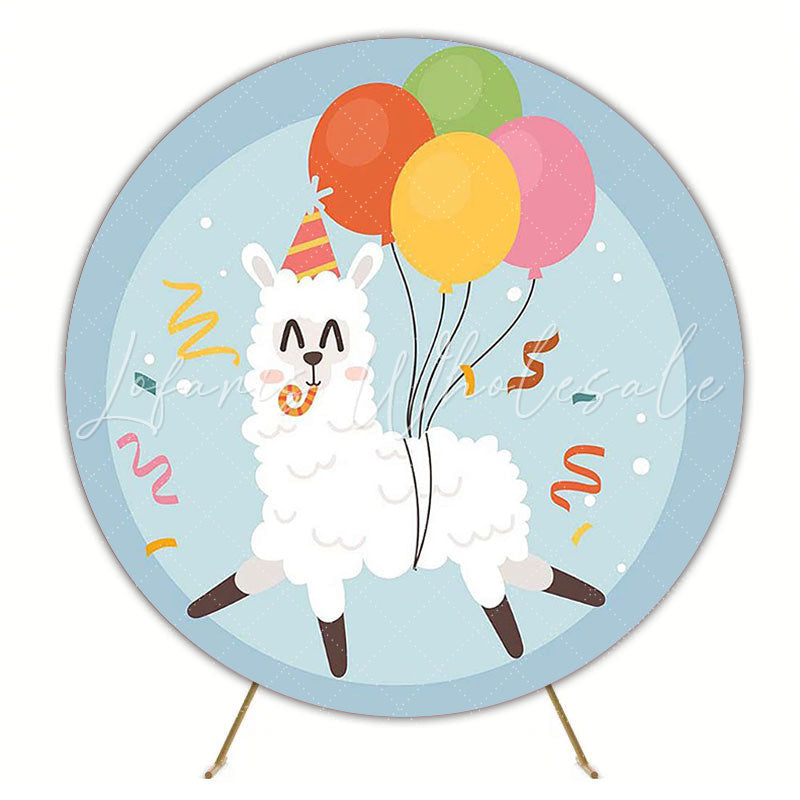 Llama Party Round Backdrop for Fun Celebration