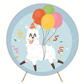 Llama Party Round Backdrop for Fun Celebration