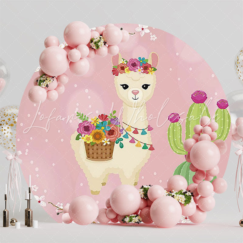 Llama Round Backdrop for Fun Celebration Party