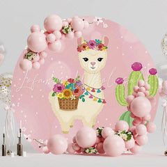 Llama Round Backdrop for Fun Celebration Party