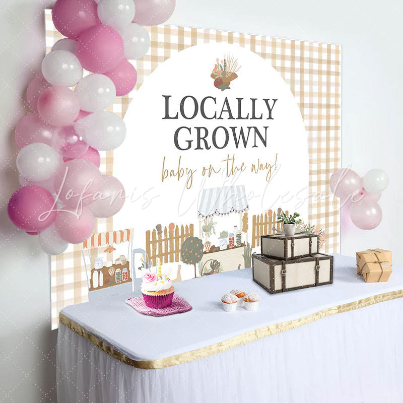 Lofaris Locally Grown Plaid Rustic Backdrop For Baby Shower