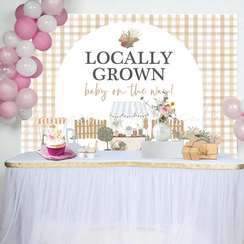 Lofaris Locally Grown Plaid Rustic Backdrop For Baby Shower