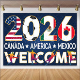 Lofaris 2026 Soccer Photography Backdrop with USA Mexico and Canada Flags Welcome Event Background for Sports Fans.