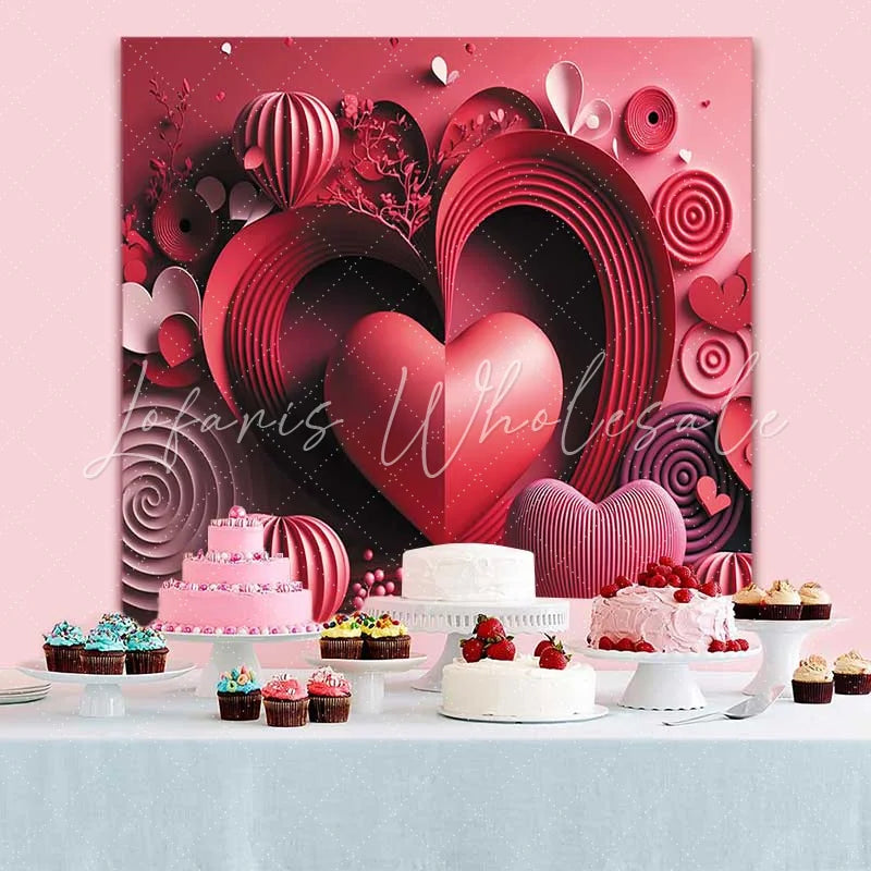 Lofaris 3D Paper Cut Heart Backdrop Red Swirl and Spiral Texture for Valentines Day