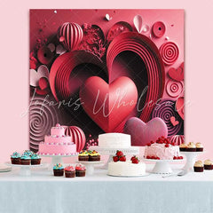 Lofaris 3D Paper Cut Heart Backdrop Red Swirl and Spiral Texture for Valentines Day