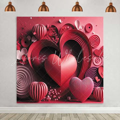 Lofaris 3D Paper Cut Heart Backdrop Red Swirl and Spiral Texture for Valentines Day