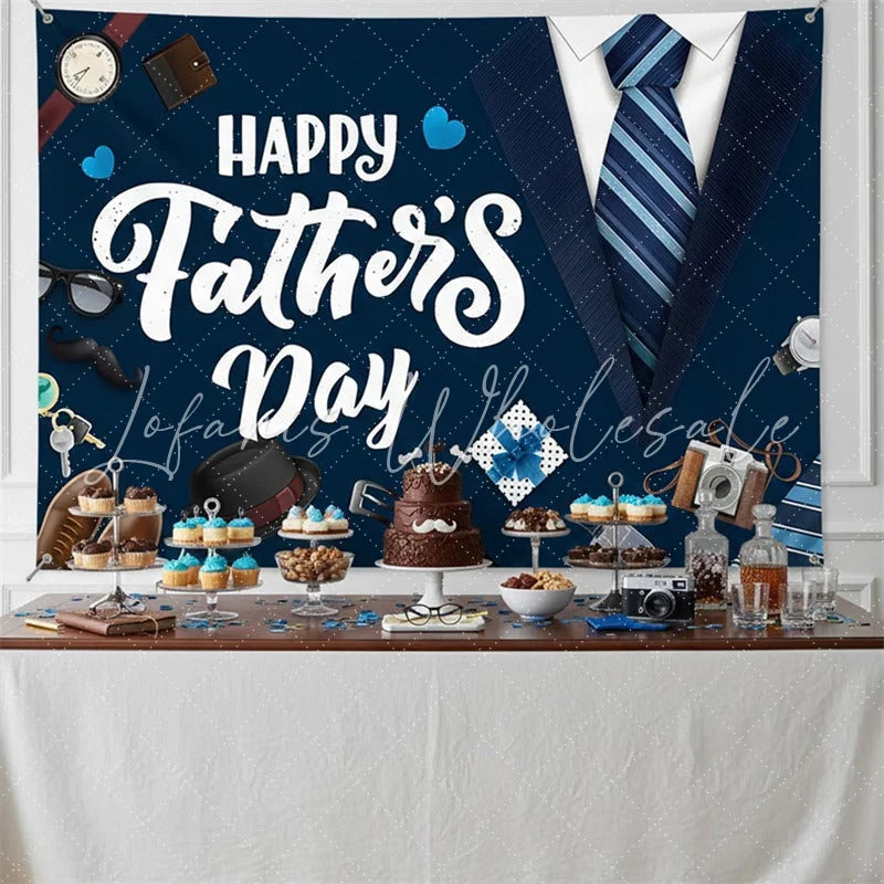 Lofaris (7 Day Delivery)Lofaris Blue Tie Happy Father's Backdrop for Festive Decor