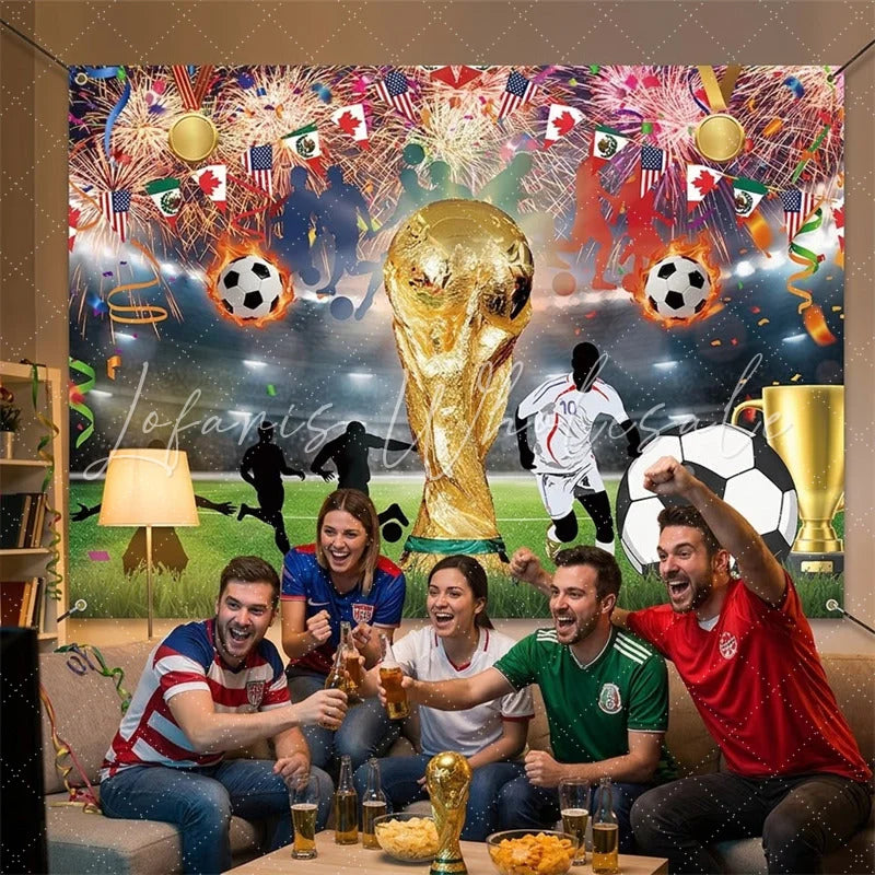 Lofaris (7 Day Delivery)Lofaris Golden Trophy and Football Celebration Holiday Backdrop