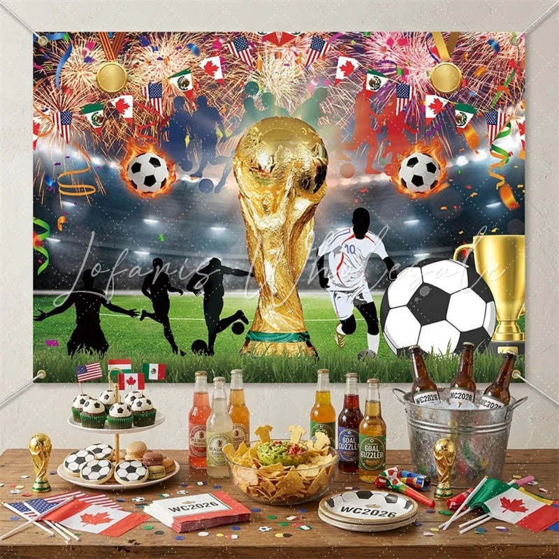 Lofaris (7 Day Delivery)Lofaris Golden Trophy and Football Celebration Holiday Backdrop