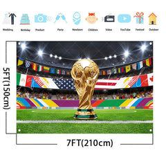 Lofaris (7 Day Delivery)Lofaris Golden Victory Trophy Soccer Stadium Holiday Backdrop Celebration Decor