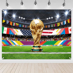 Lofaris (7 Day Delivery)Lofaris Golden Victory Trophy Soccer Stadium Holiday Backdrop Celebration Decor