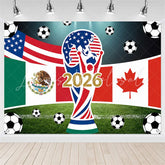 Lofaris (7 Day Delivery)Lofaris USA Mexico Canada Flags and Soccer Balls 2026 International Football Celebration Backdrop