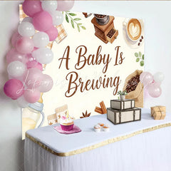 Lofaris A Baby Is Brewing Coffee Baby Shower Backdrop with Watercolor Onesie and Bottle Cute Gender Reveal Party Background for Photo