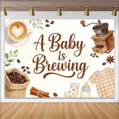 Lofaris A Baby Is Brewing Coffee Theme Baby Shower Backdrop Watercolor Coffee Cup and Baby Items Background for Gender Reveal
