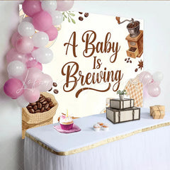 Lofaris A Baby Is Brewing Coffee Theme Baby Shower Backdrop Watercolor Coffee Cup and Baby Items Background for Gender Reveal