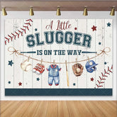 Lofaris A Little Slugger Baby Shower Backdrop Baseball Theme Newborn Boy Party Decoration