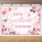Lofaris A Little Sweetheart is on the Way Backdrop Pink Floral Hearts Photography Background Valentine Theme Baby Shower Decoration