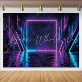 Lofaris Abstract Neon Photography Backdrop with Blue and Purple Lights Futuristic Reflective Floor Studio Background for Sci-Fi Theme