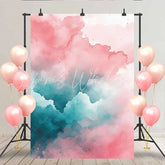 Lofaris Abstract Pink and Teal Watercolor Backdrop Fine Art Smoke Texture for Portrait Studio