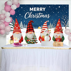 Lofaris Adorable Gnome Christmas Backdrop with Snowy Winter Forest and Festive Gifts Holiday Party Decor and Photo Booth Background