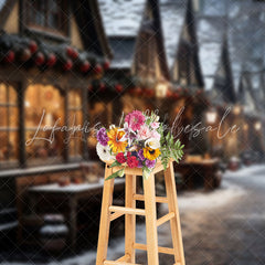 Lofaris After Snow Town Light Night Scene Christmas Backdrop