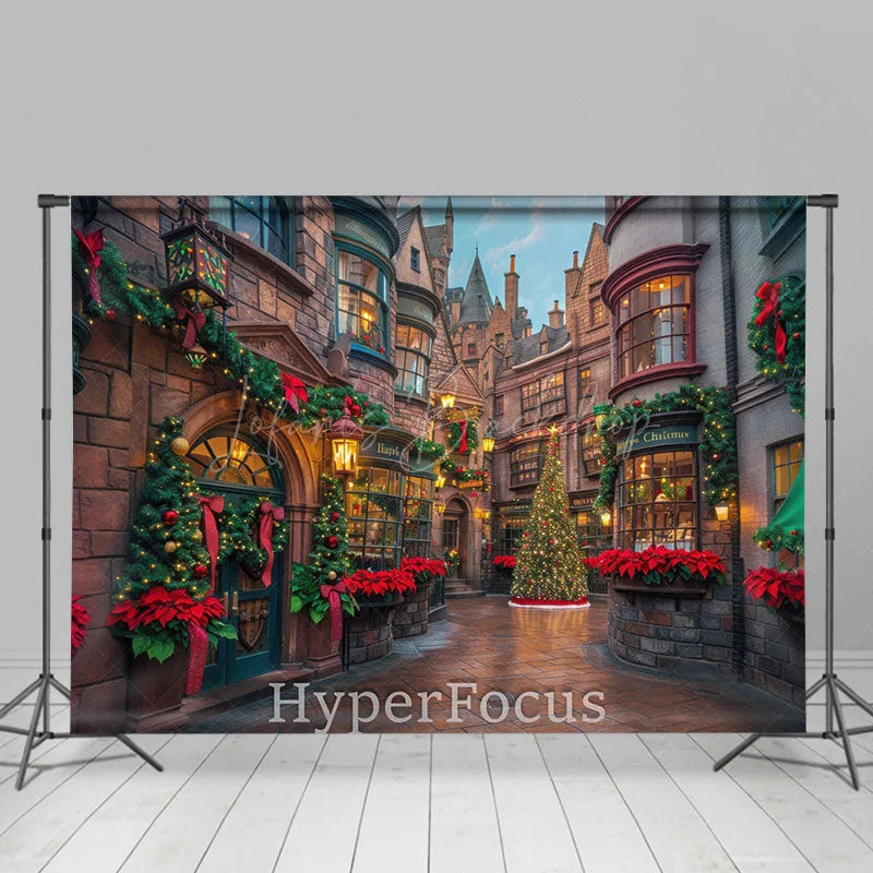 Lofaris Anicent Brown Town Festive Christmas Vibe Backdrop