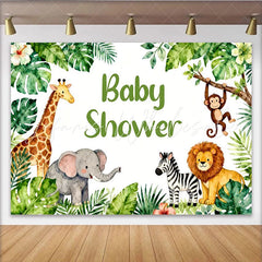 Lofaris Aquarell Dschungel-Safari-Hintergrund mit niedlichen Tieren ideal für Babyparty und Kindergeburtstag Fotokulisse