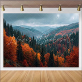 Lofaris Autumn Forest Photography Backdrop with Vibrant Orange and Red Trees Natural Mountain Landscape Background for Studio Photoshoot