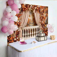 Lofaris Autumn Photography Backdrop with Fall Leaves and Flowers Scenic Forest Background for Seasonal Photoshoot