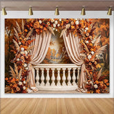 Lofaris Autumn Photography Backdrop with Fall Leaves and Flowers Scenic Forest Background for Seasonal Photoshoot
