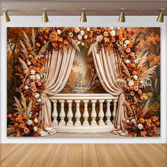 Lofaris Autumn Photography Backdrop with Fall Leaves and Flowers Scenic Forest Background for Seasonal Photoshoot