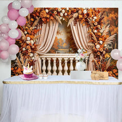 Lofaris Autumn Photography Backdrop with Fall Leaves and Flowers Scenic Forest Background for Seasonal Photoshoot