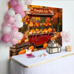 Lofaris Autumn Pumpkin Patch Backdrop with Jack-O-Lanterns Farm Stand Photography Background for Halloween Party Decor