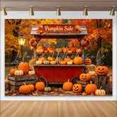 Lofaris Autumn Pumpkin Patch Backdrop with Jack-O-Lanterns Farm Stand Photography Background for Halloween Party Decor
