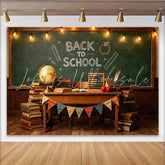 Lofaris Back To School Classroom Backdrop with Chalkboard Books and Globe Vintage Educational Photography Background for Student Party Decor