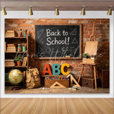 Lofaris Back to School Photography Backdrop with Blackboard and Books Rustic Brick Wall Background for Studio Photoshoot