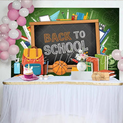Lofaris Back To School Photography Backdrop with Blackboard and Supplies Colorful Classroom Background for Student Photoshoot