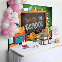 Lofaris Back To School Photography Backdrop with Blackboard and Supplies Colorful Classroom Background for Student Photoshoot