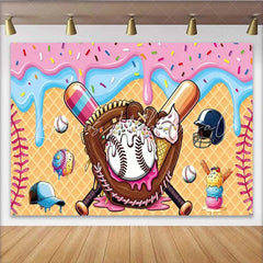 Lofaris Baseball and Sweet Ice Cream Birthday Backdrop Sports Theme Party Decoration Background for Boys