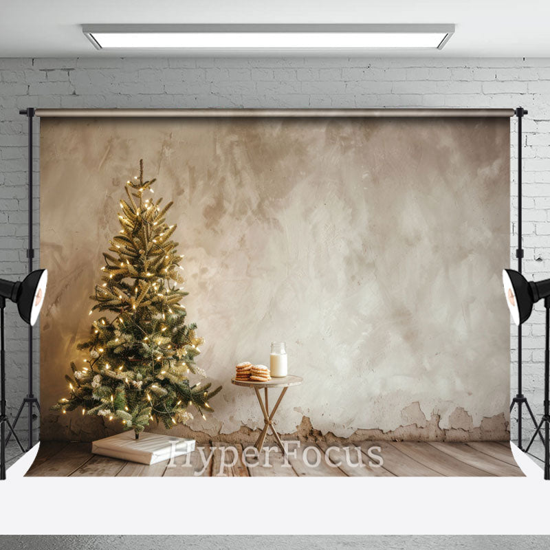 Lofaris Beige Vintage Wall Xmas Tree Table Christmas Backdrop